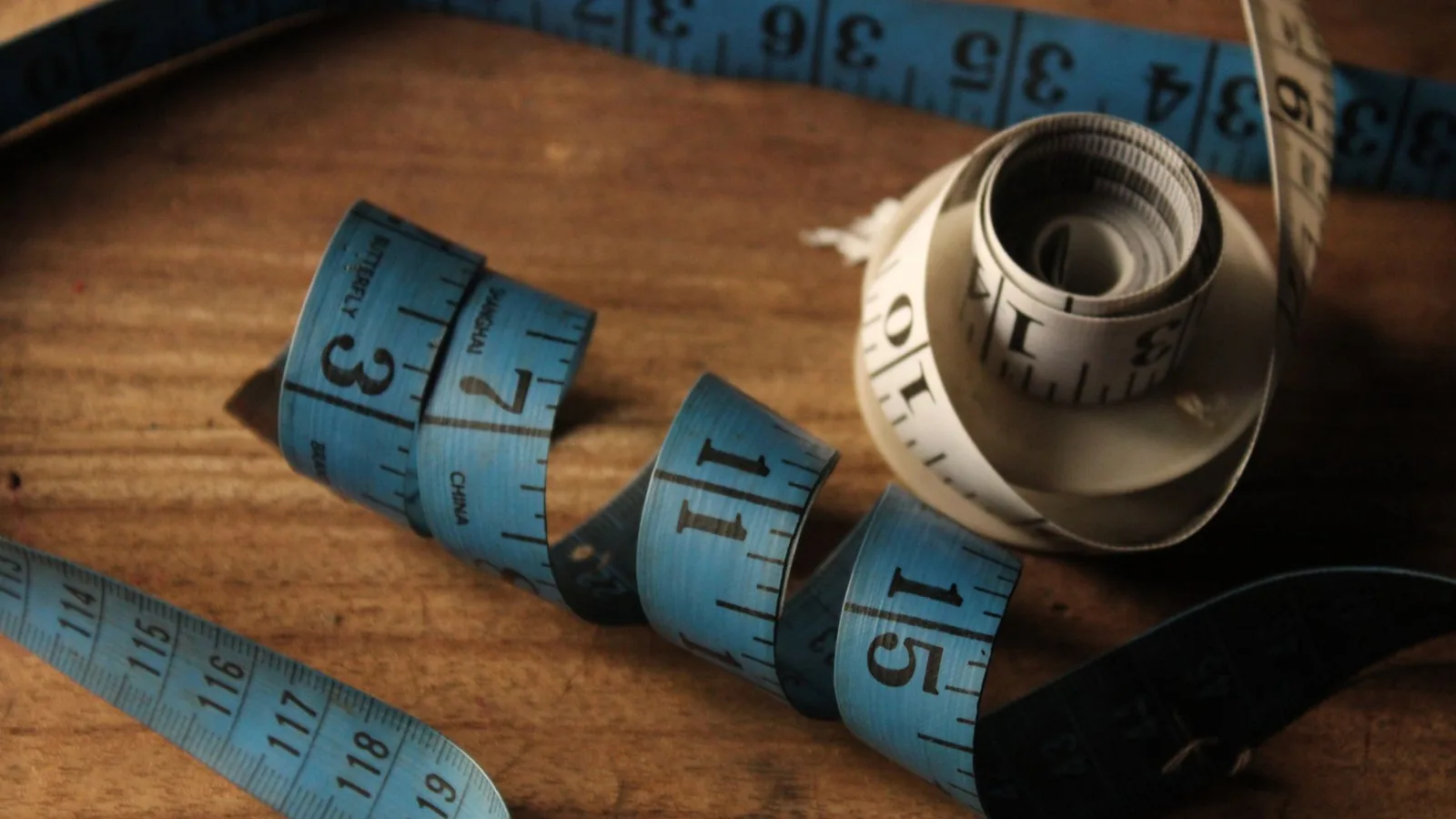 Jeans measuring tape fashion flat lay