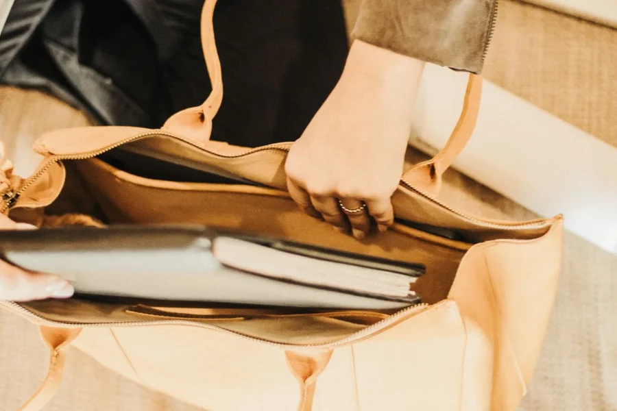 Stylish work bag desk essentials
