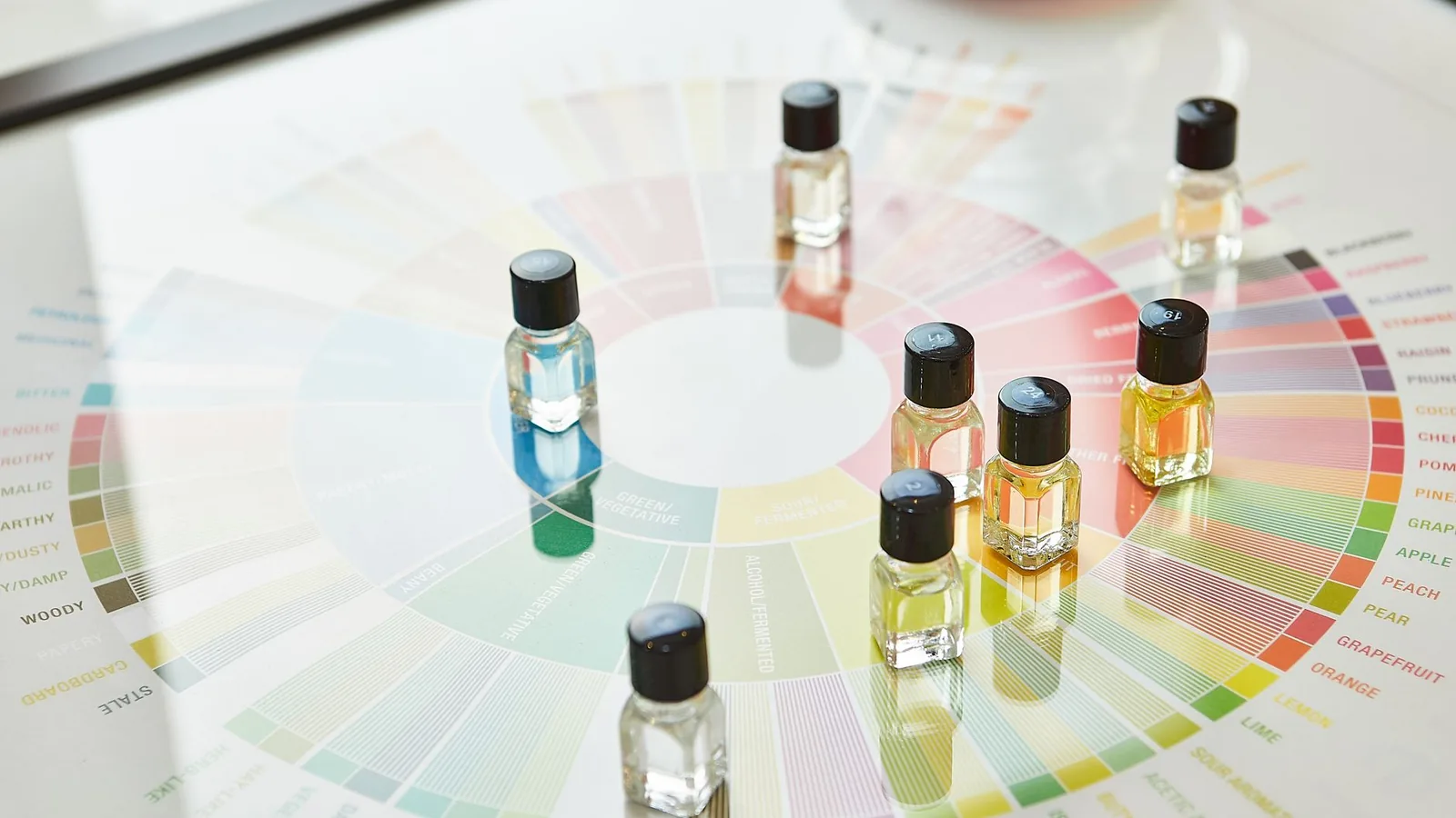 Perfume testing happy woman colourful