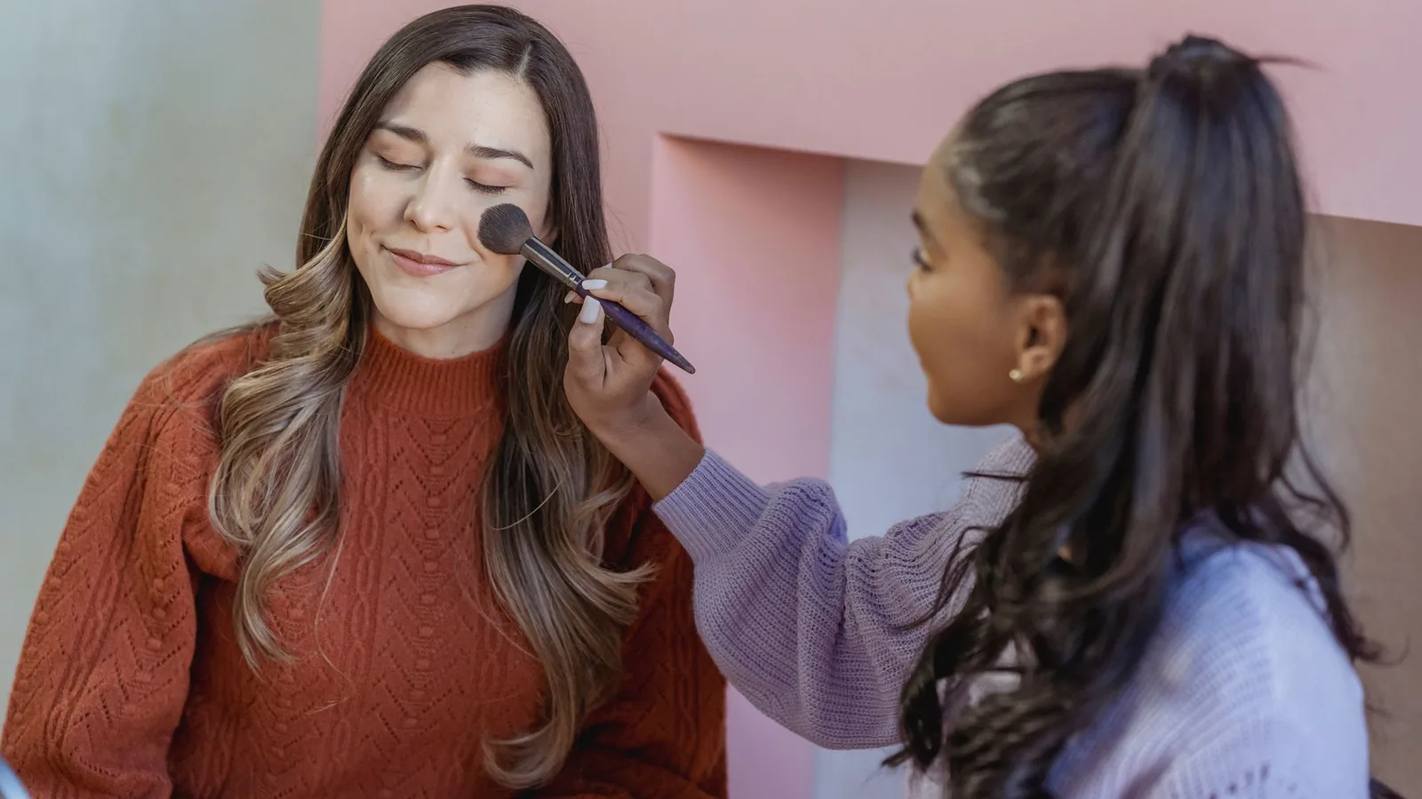 Diverse woman foundation makeup daylight