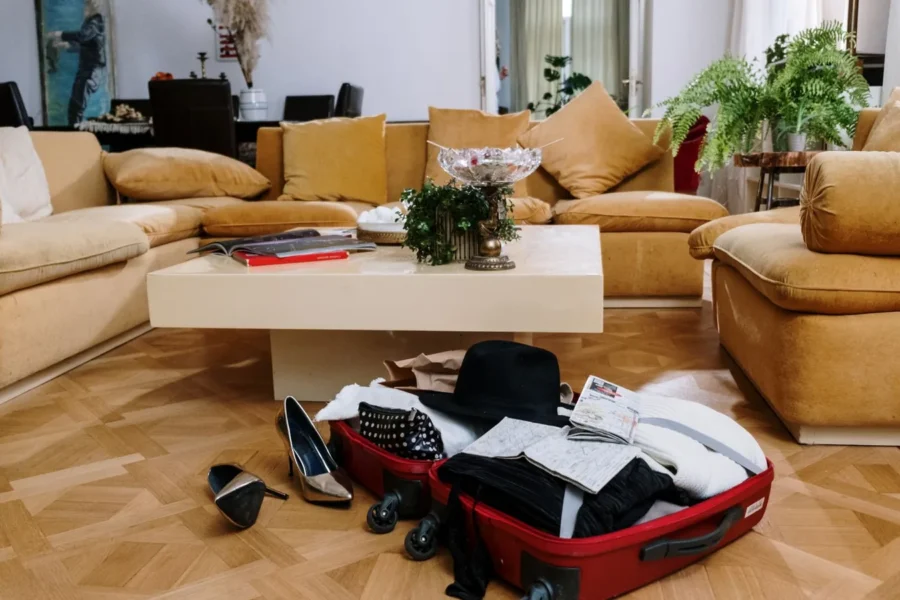 Packing cubes luggage flat lay