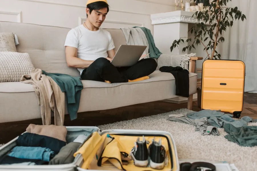Unpacking suitcase home