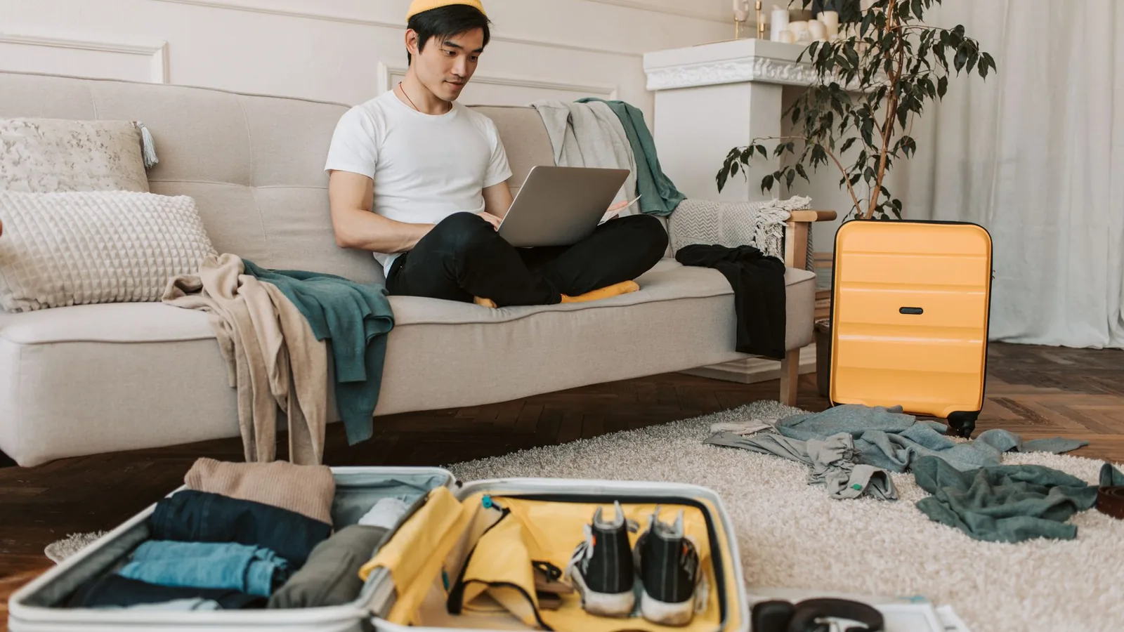 Unpacking suitcase home