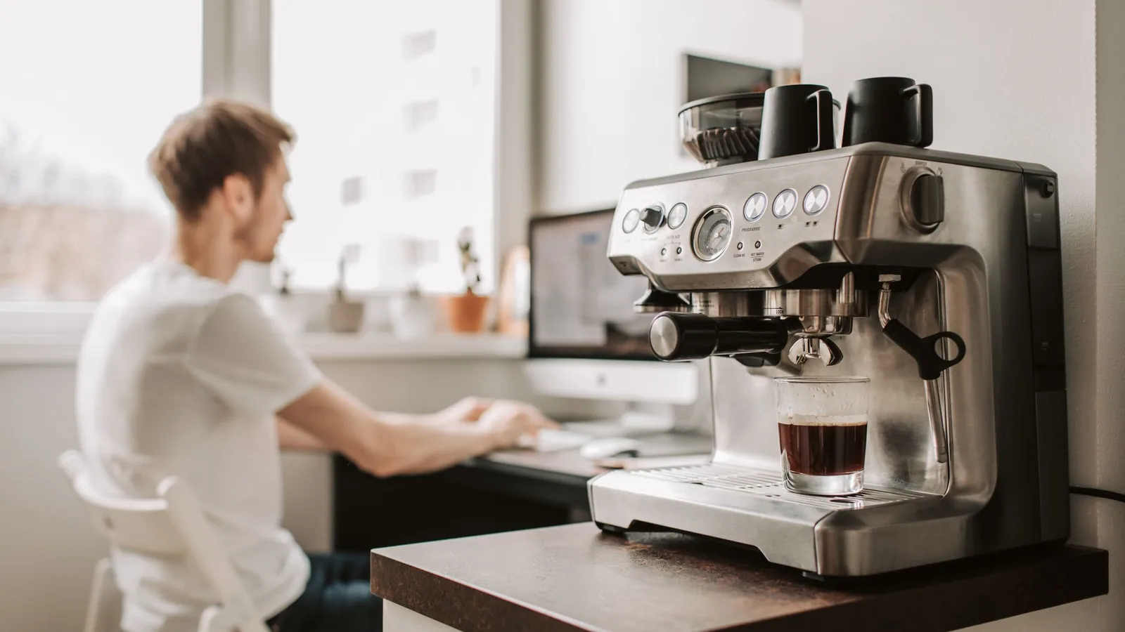 Bright home coffee setup colourful